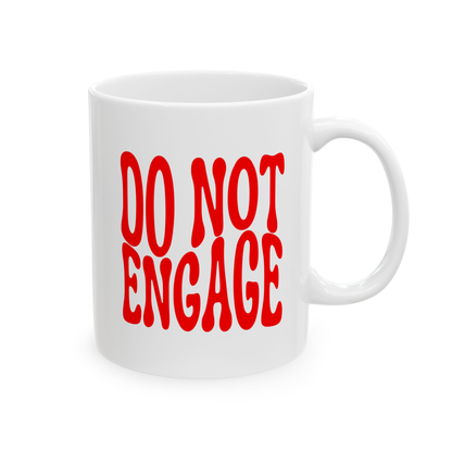 variant_image_id:107 DO NOT ENGAGE Coffee Mug - Funny Gift for Family and Coworkers, Ceramic, 11 oz Red image 1