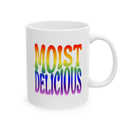 variant_image_id:51 Moist Delicious White Ceramic Mug, 11 oz Rainbow image 1