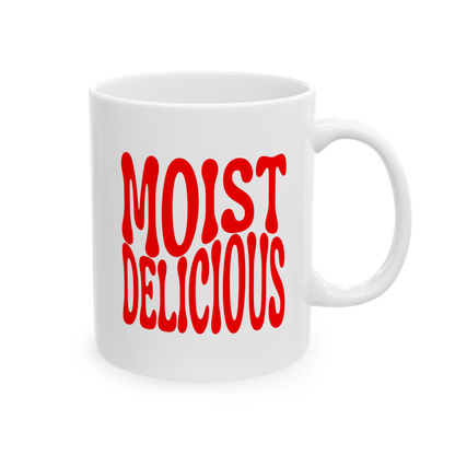 variant_image_id:41 Moist Delicious White Ceramic Mug, 11 oz Red image 1
