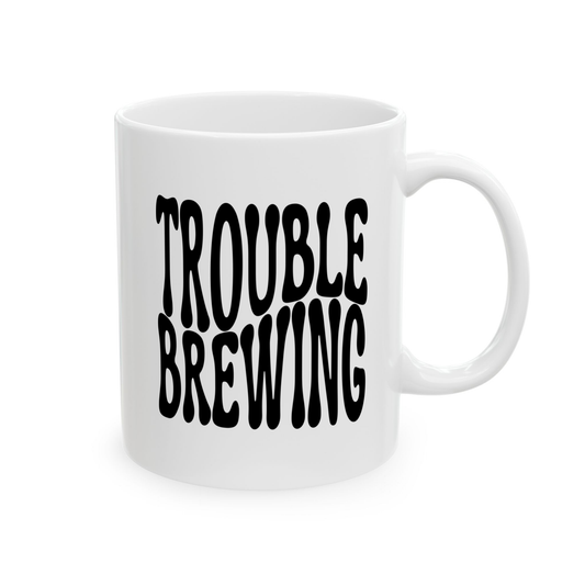 variant_image_id:127 TROUBLE BREWING Coffee Mug - Funny Gift for Family and Coworkers, Ceramic Black image 1