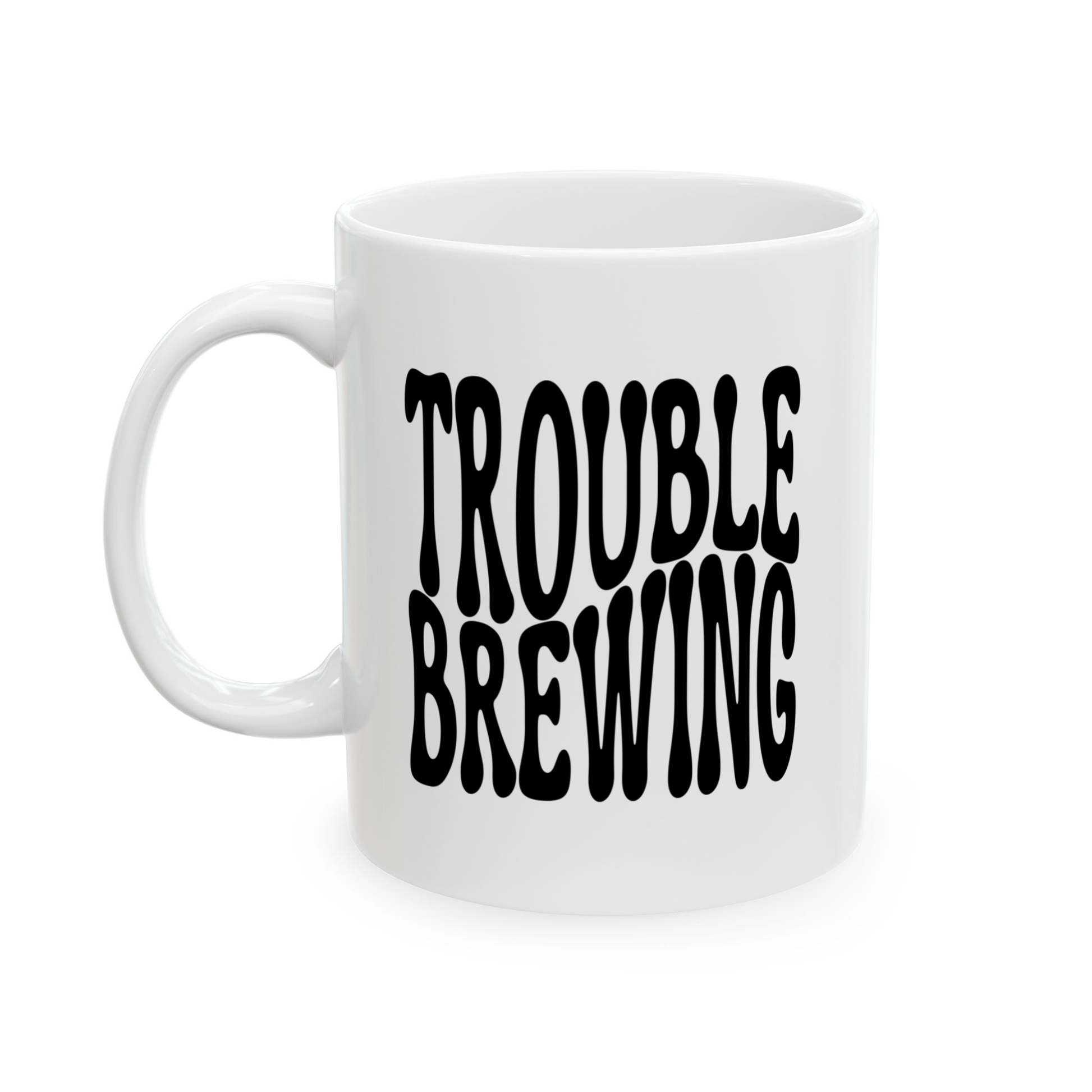 variant_image_id:129 TROUBLE BREWING Coffee Mug - Funny Gift for Family and Coworkers, Ceramic Black image 3