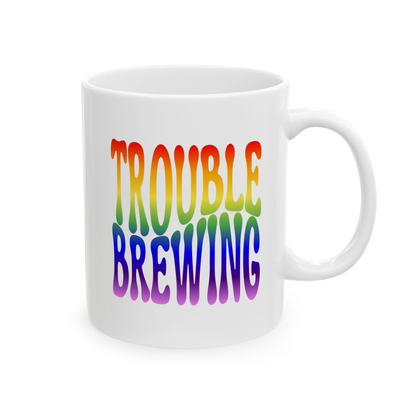 variant_image_id:177 TROUBLE BREWING Coffee Mug - Funny Gift for Family and Coworkers, Ceramic Rainbow image 1