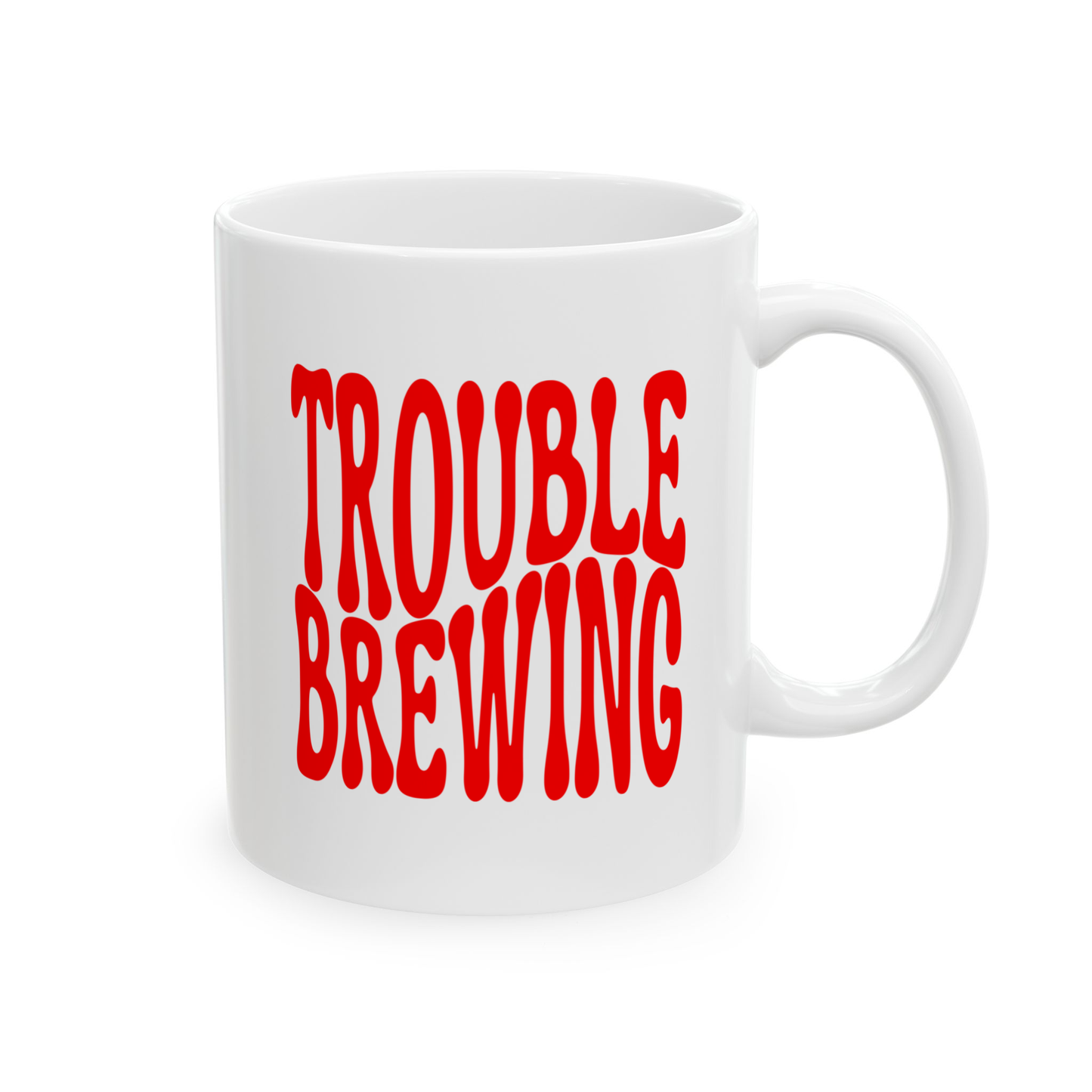 variant_image_id:167 TROUBLE BREWING Coffee Mug - Funny Gift for Family and Coworkers, Ceramic Red image 1