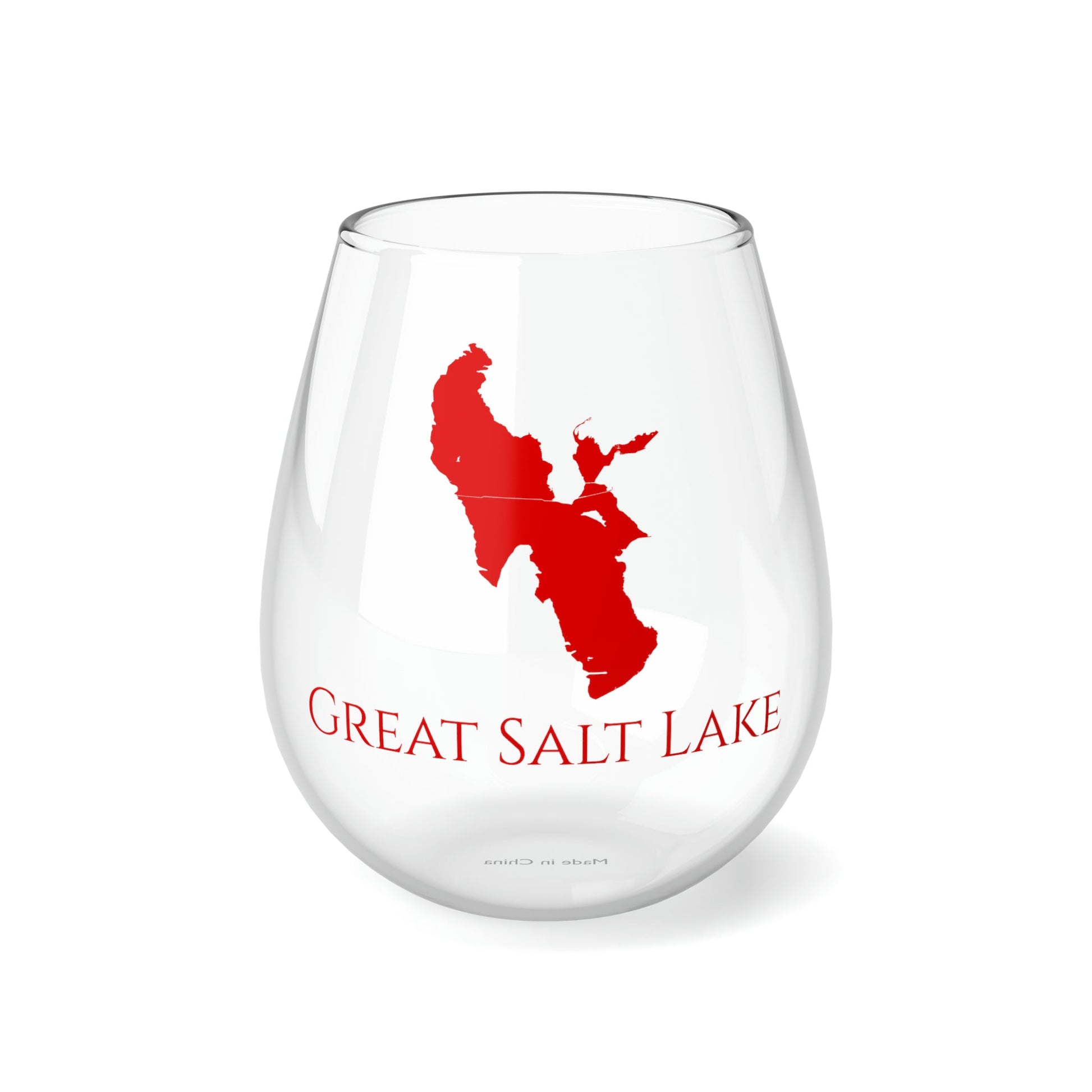 Great Salt Lake, NV Stemless Wine Glass-Red