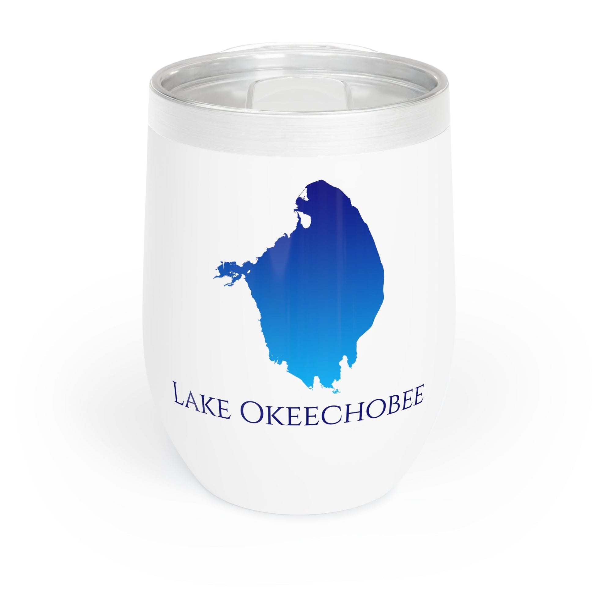 Lake Okeechobee, FL Wine Tumbler-Black-Blue Gradient