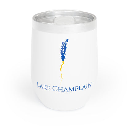 Lake Champlain, VT Wine Tumbler-Black-Ukraine Flag Colors