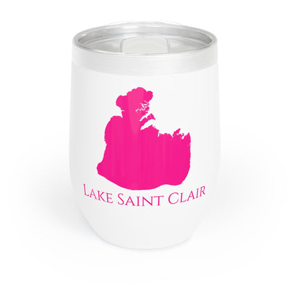 Lake Saint Clair, MI Wine Tumbler-Black-Dark Pink