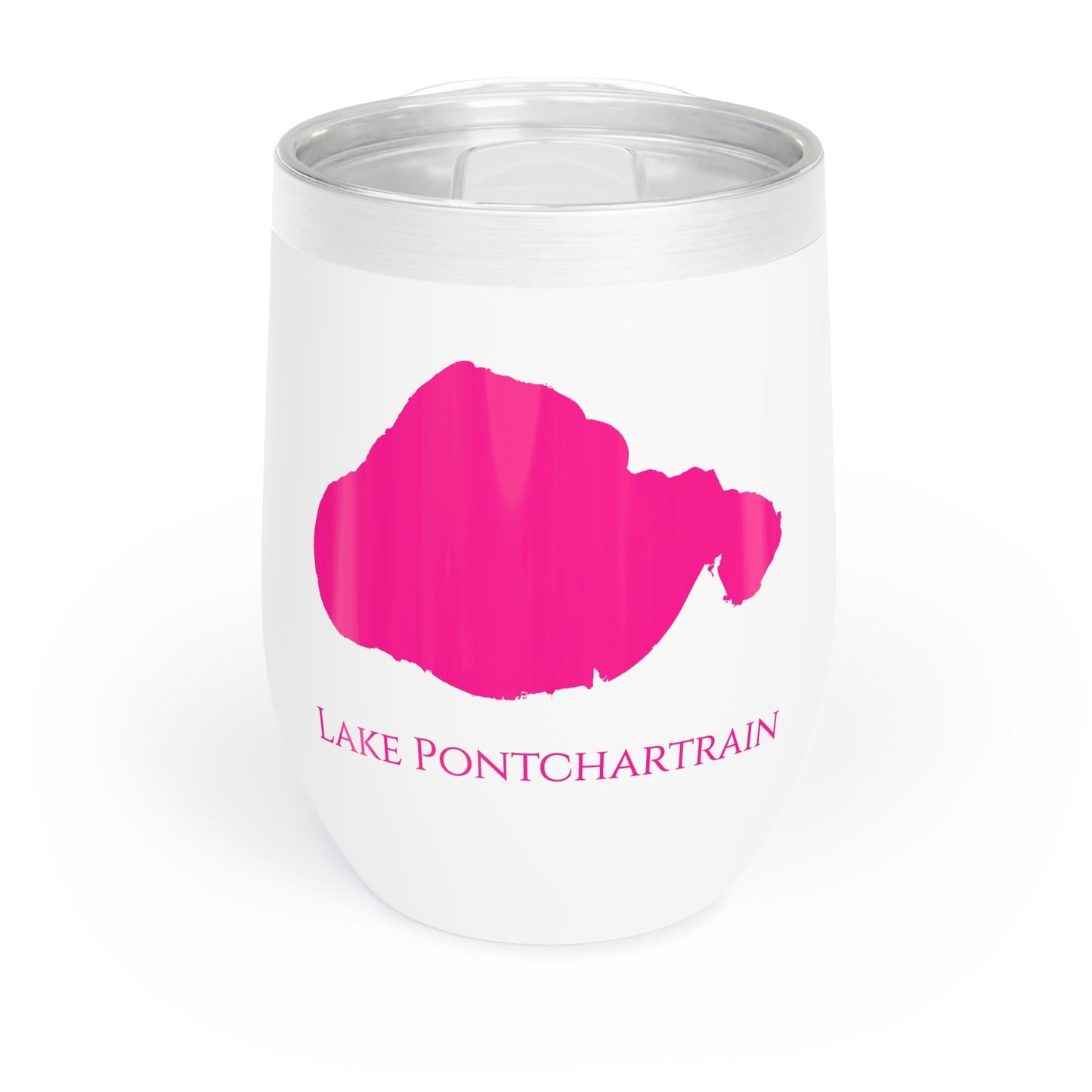 Lake Pontchartrain, MS Wine Tumbler-Black-Dark Pink