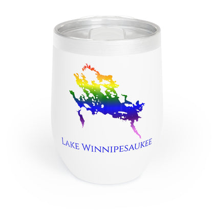 Lake Winnipesaukee, NH Wine Tumbler-Black-Rainbow