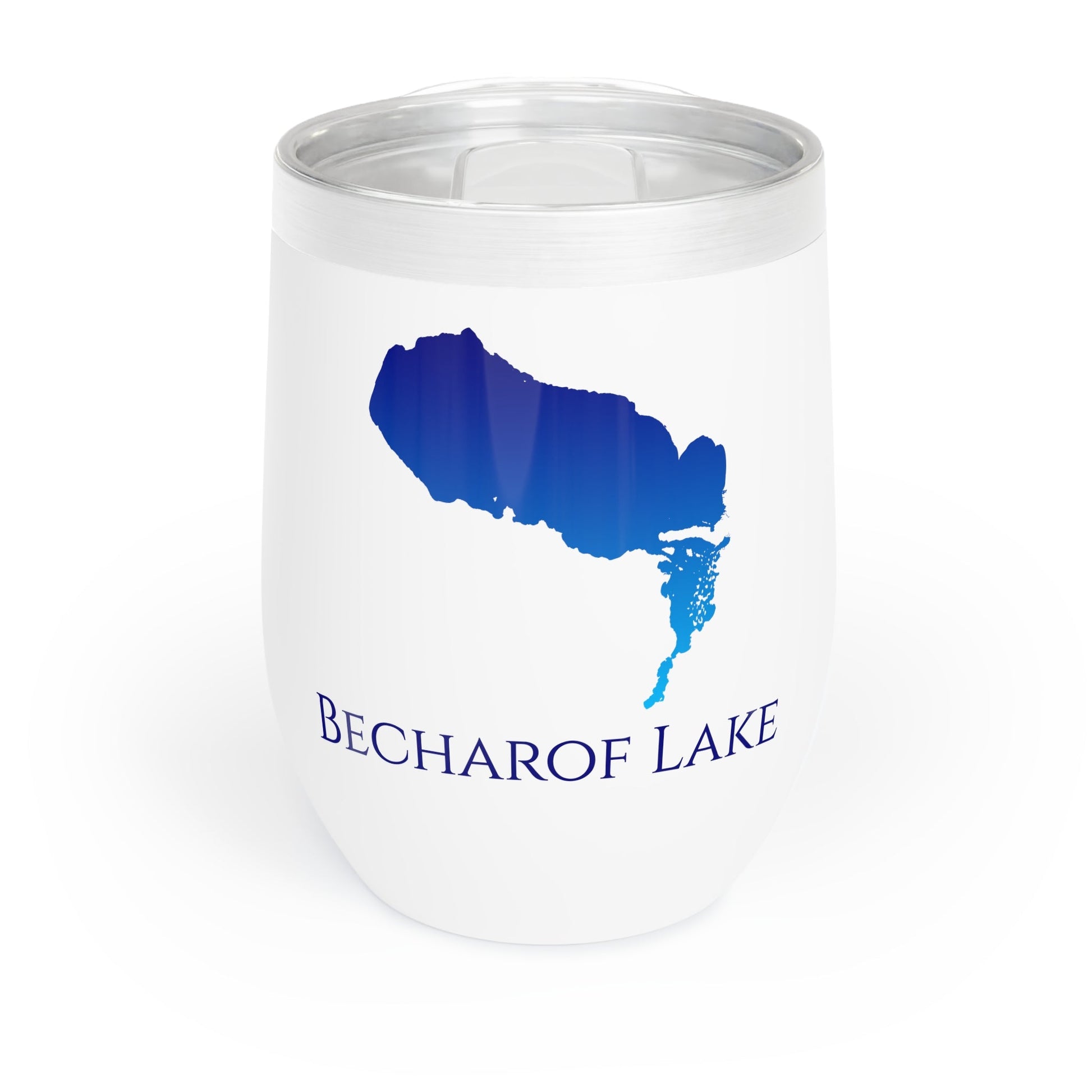 Becharof Lake, AK Wine Tumbler-Black-Blue Gradient