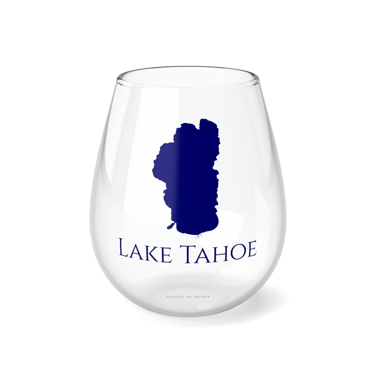 Lake Tahoe, NH Stemless Wine Glass-Navy