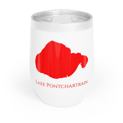 Lake Pontchartrain, MS Wine Tumbler-Black-Red