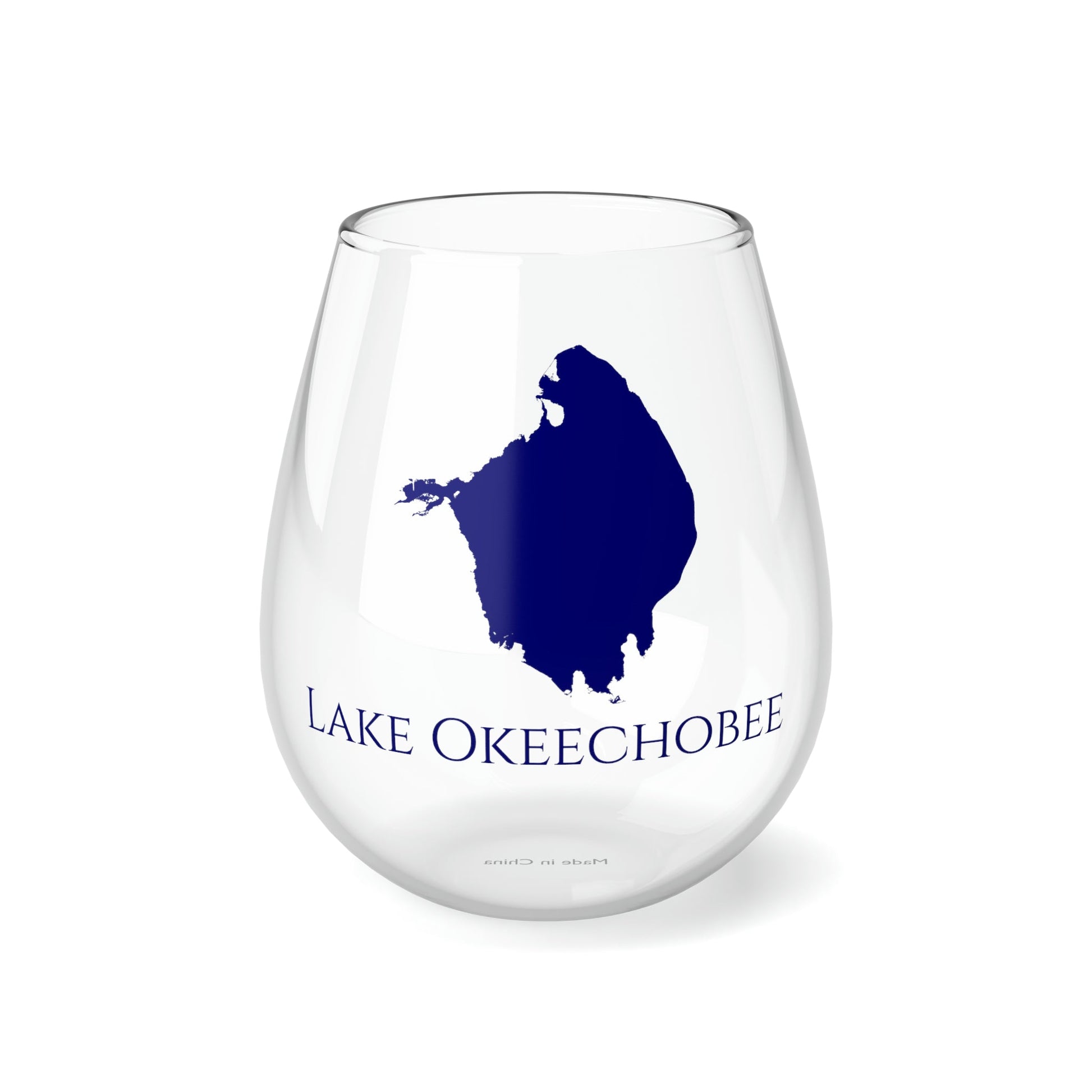 Lake Okeechobee, FL Stemless Wine Glass-Navy