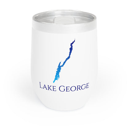 Lake George, NY Wine Tumbler-Black-Blue Gradient