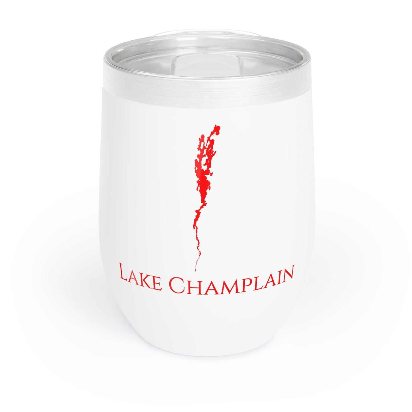 Lake Champlain, VT Wine Tumbler-Black-Red