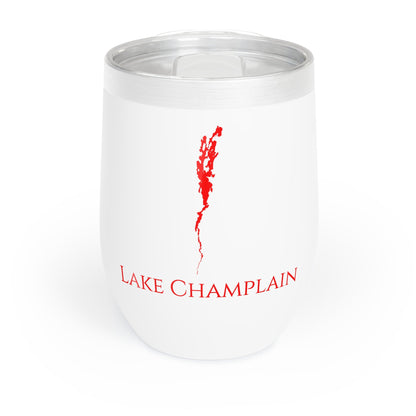 Lake Champlain, VT Wine Tumbler-Black-Red