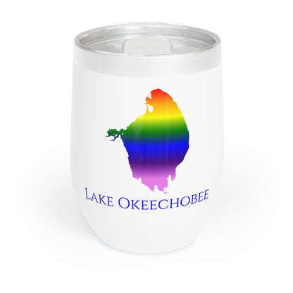 Lake Okeechobee, FL Wine Tumbler-Black-Rainbow