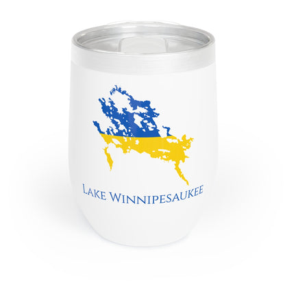 Lake Winnipesaukee, NH Wine Tumbler-Black-Ukraine Flag Colors