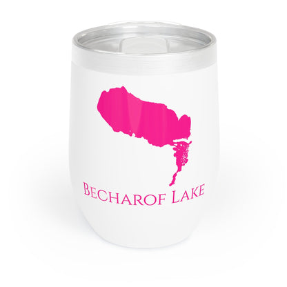 Becharof Lake, AK Wine Tumbler-Black-Dark Pink