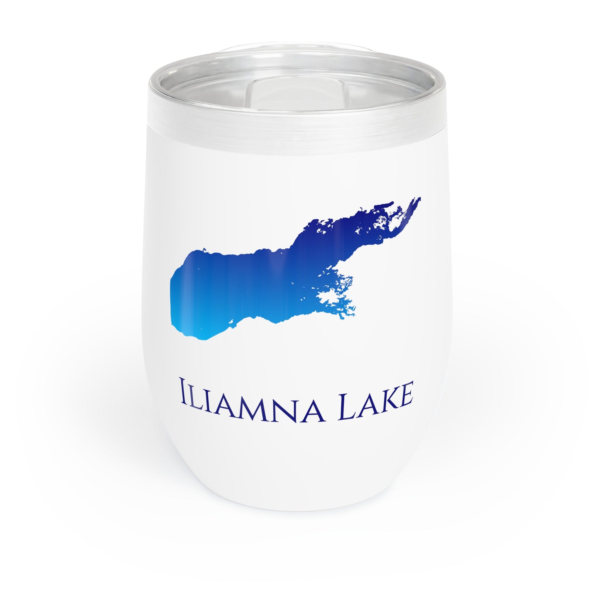 Iliamna Lake, AK Wine Tumbler-Black-Blue Gradient