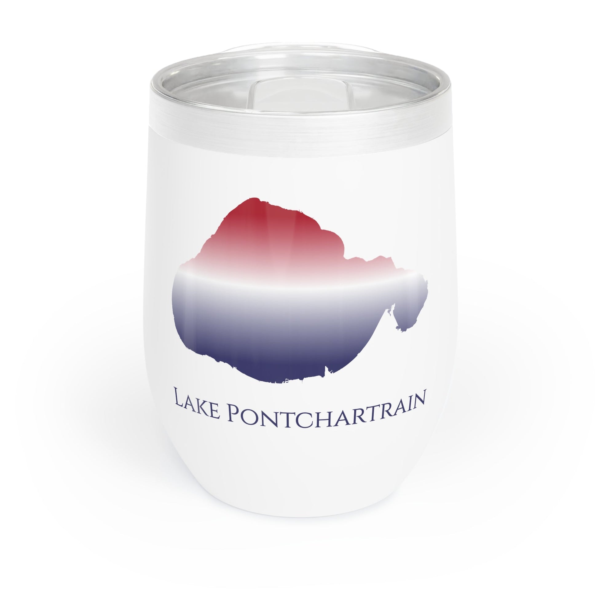 Lake Pontchartrain, MS Wine Tumbler-Black-Red White and Blue