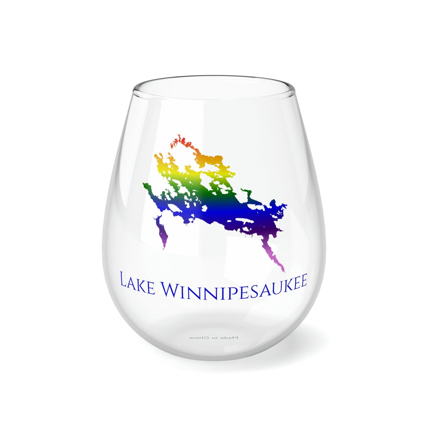 Lake Winnipesaukee, NH Stemless Wine Glass Right View