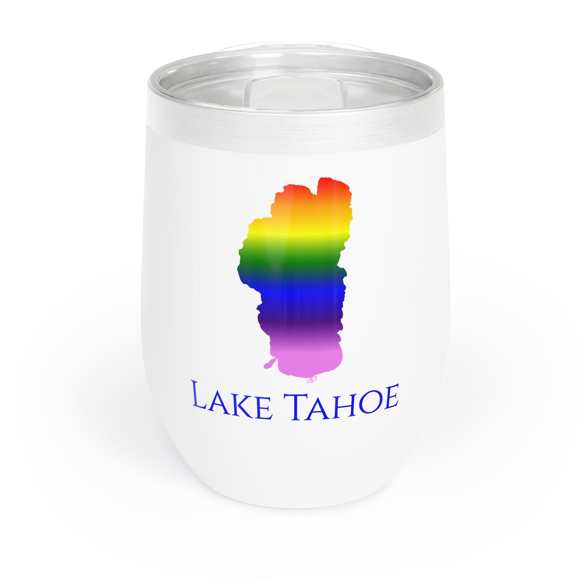 Lake Tahoe, CA Wine Tumbler-Black-Rainbow