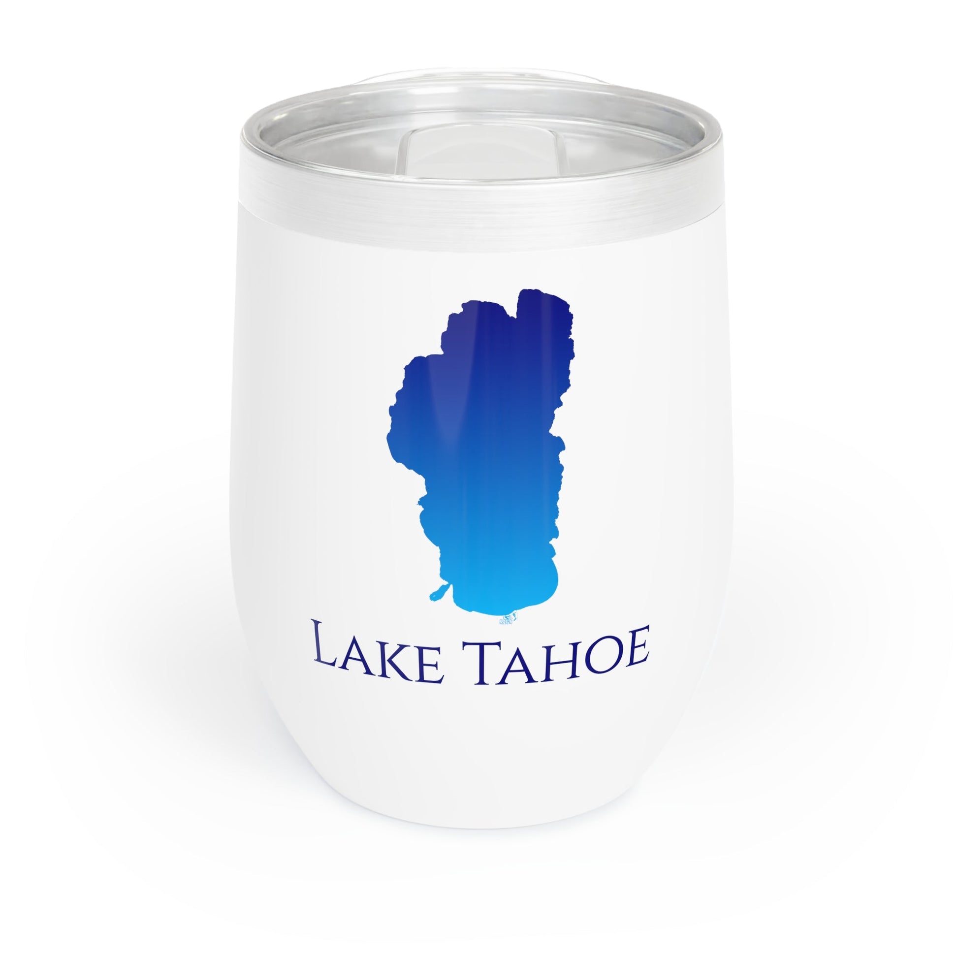 Lake Tahoe, CA Wine Tumbler-Black-Blue Gradient