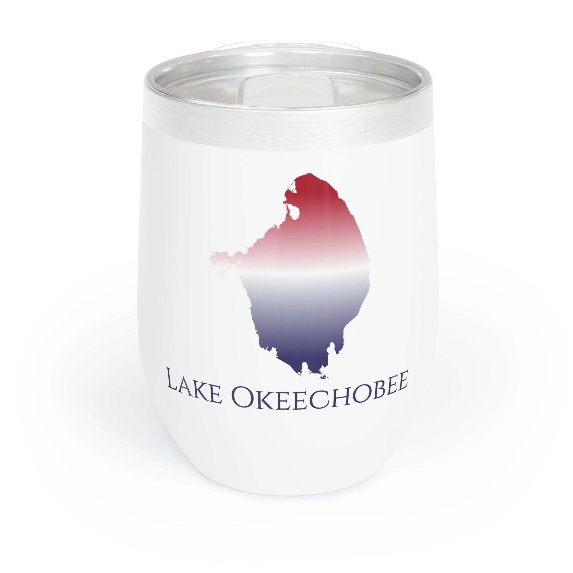 Lake Okeechobee, FL Wine Tumbler-Black-Red White and Blue