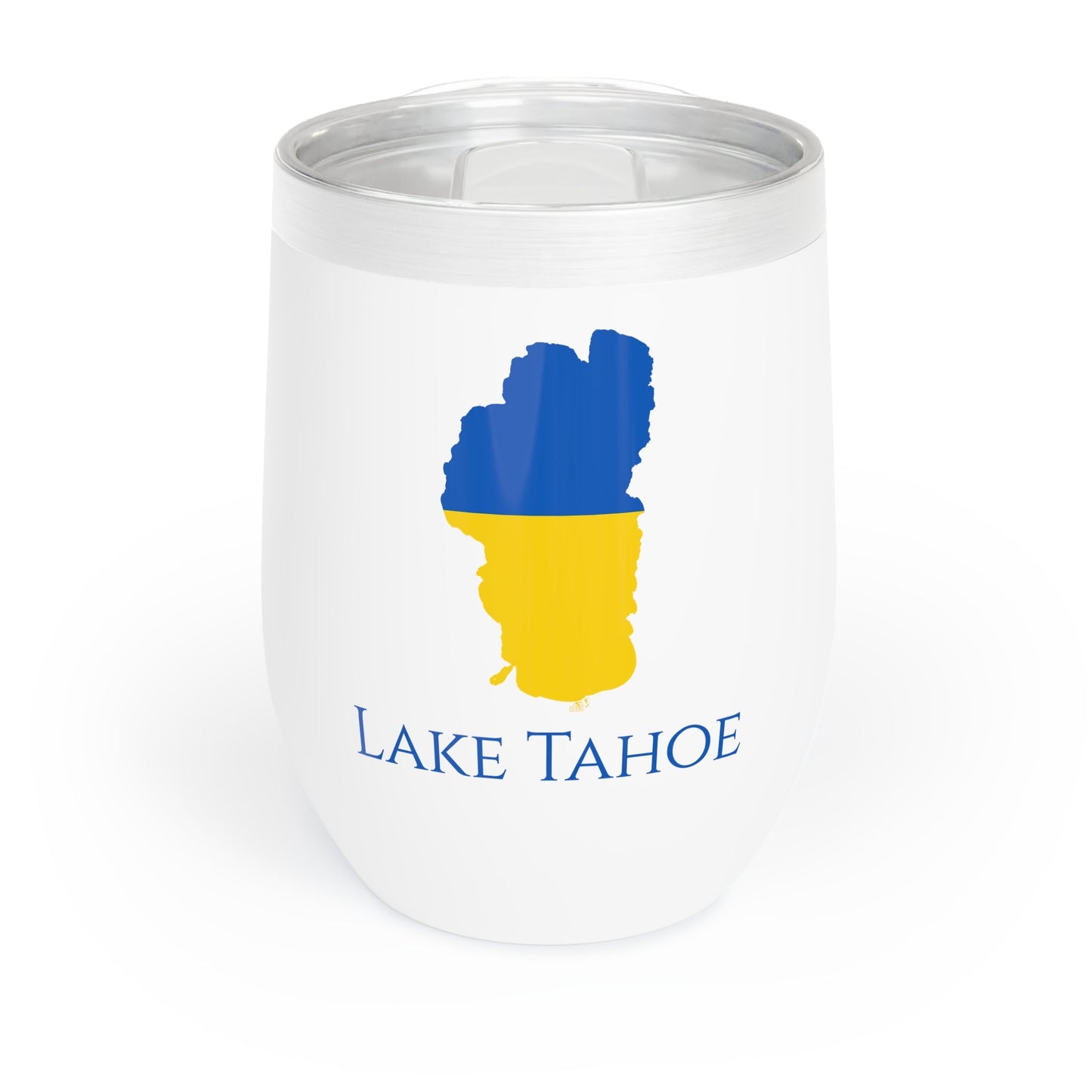 Lake Tahoe, CA Wine Tumbler-Black-Ukraine Flag Colors