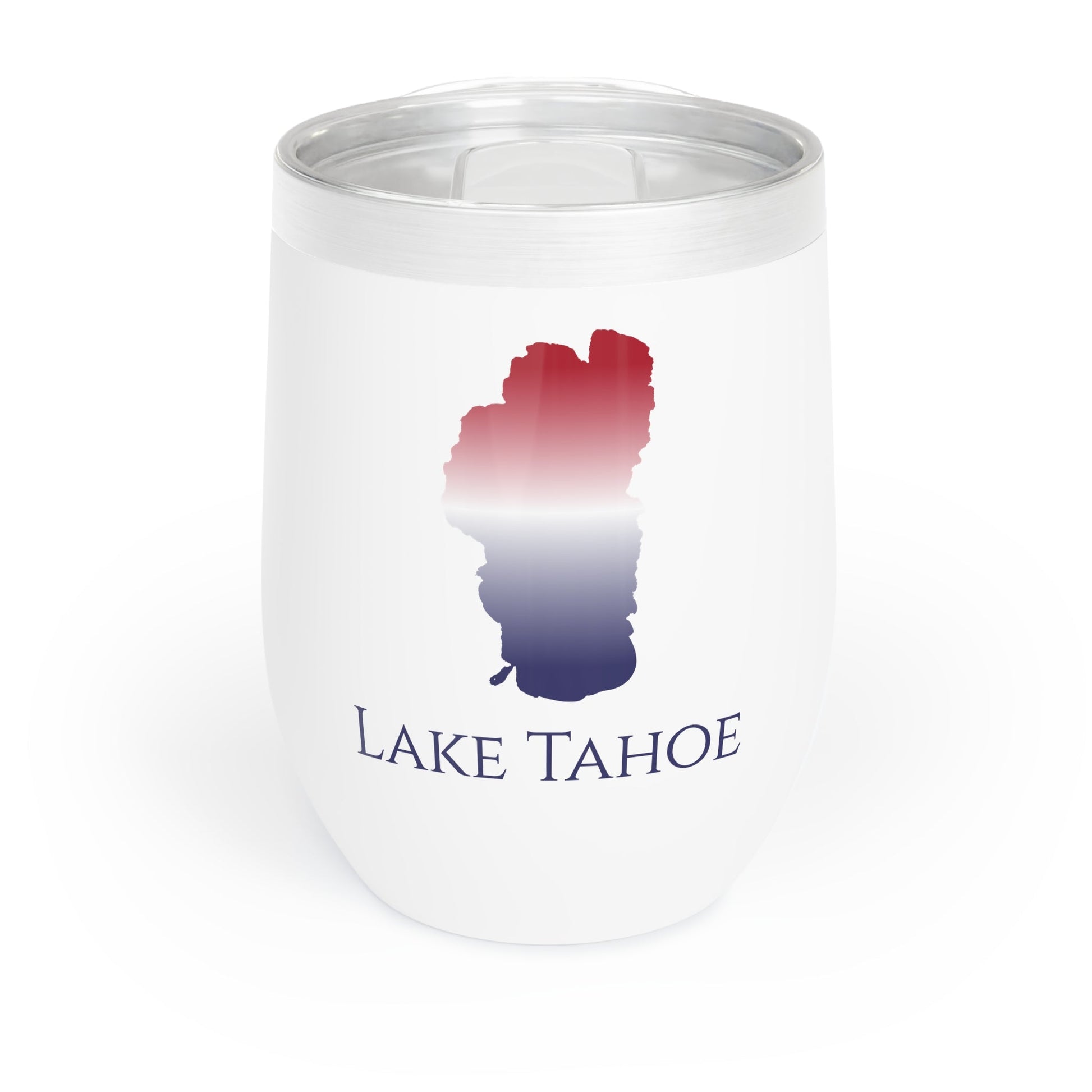 Lake Tahoe, CA Wine Tumbler-Black-Red White and Blue