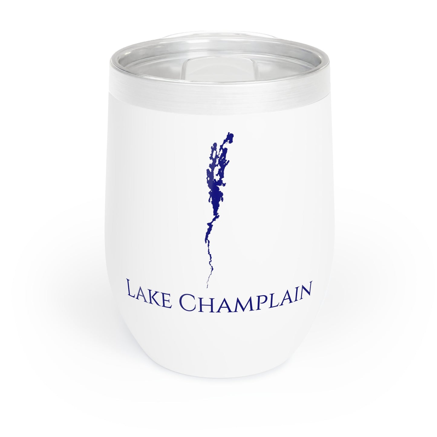 Lake Champlain, VT Wine Tumbler-Black-Navy