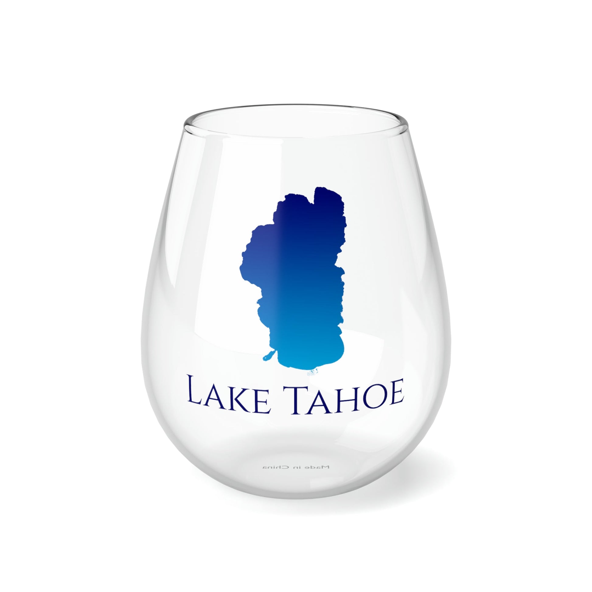 Lake Tahoe, NH Stemless Wine Glass-Blue Gradient