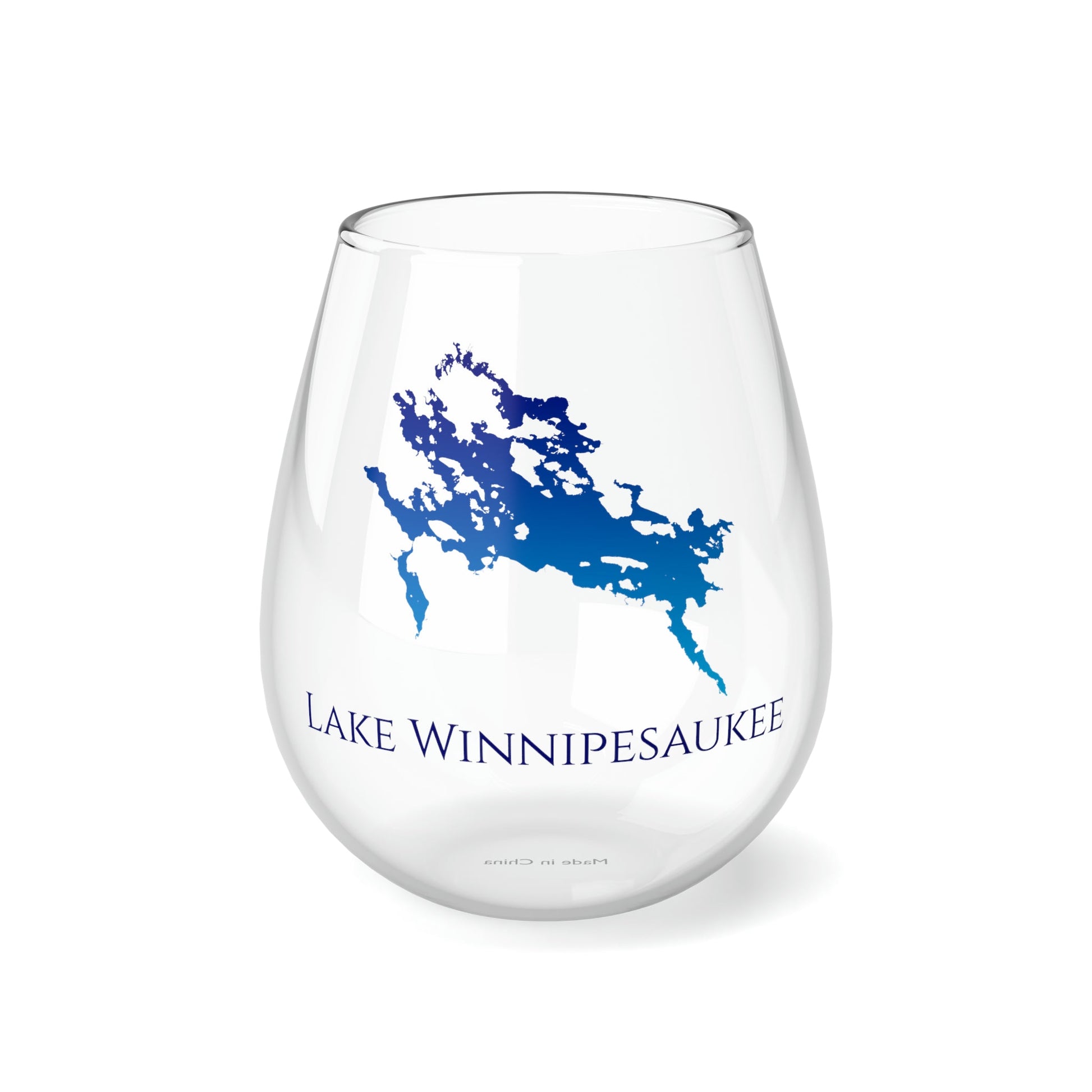 Lake Winnipesaukee, NH Stemless Wine Glass Back View