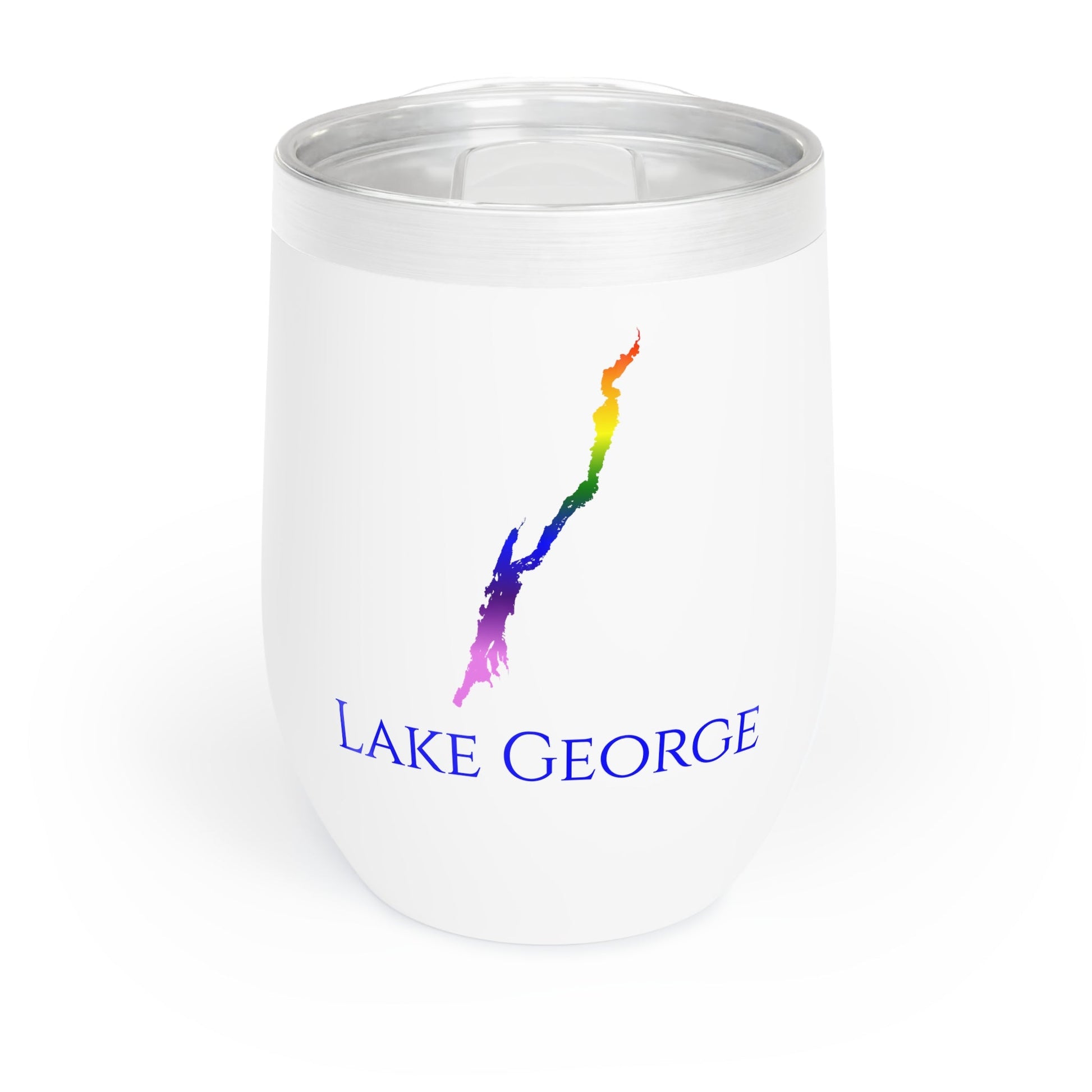 Lake George, NY Wine Tumbler-Black-Rainbow