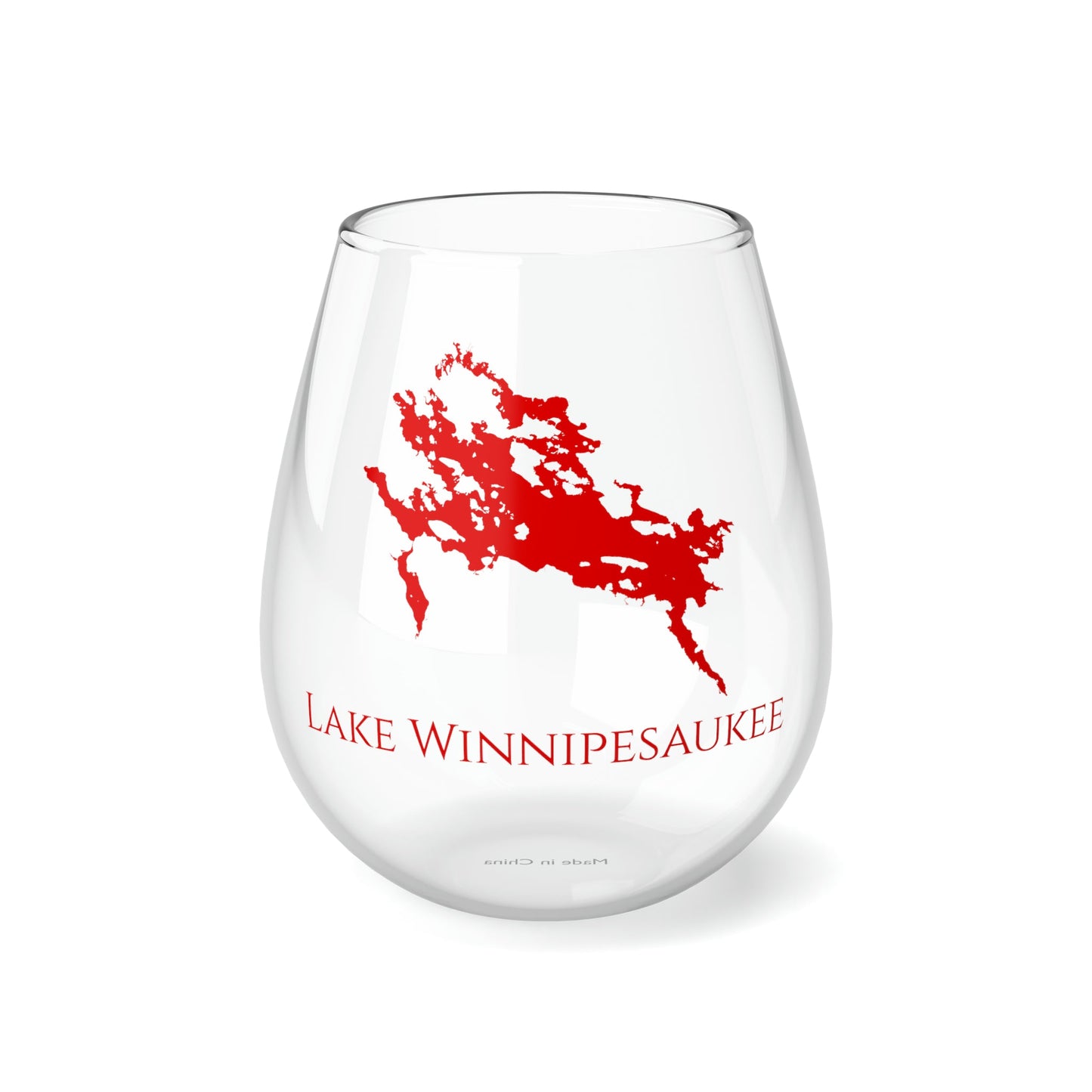 Lake Winnipesaukee, NH Stemless Wine Glass Left  View