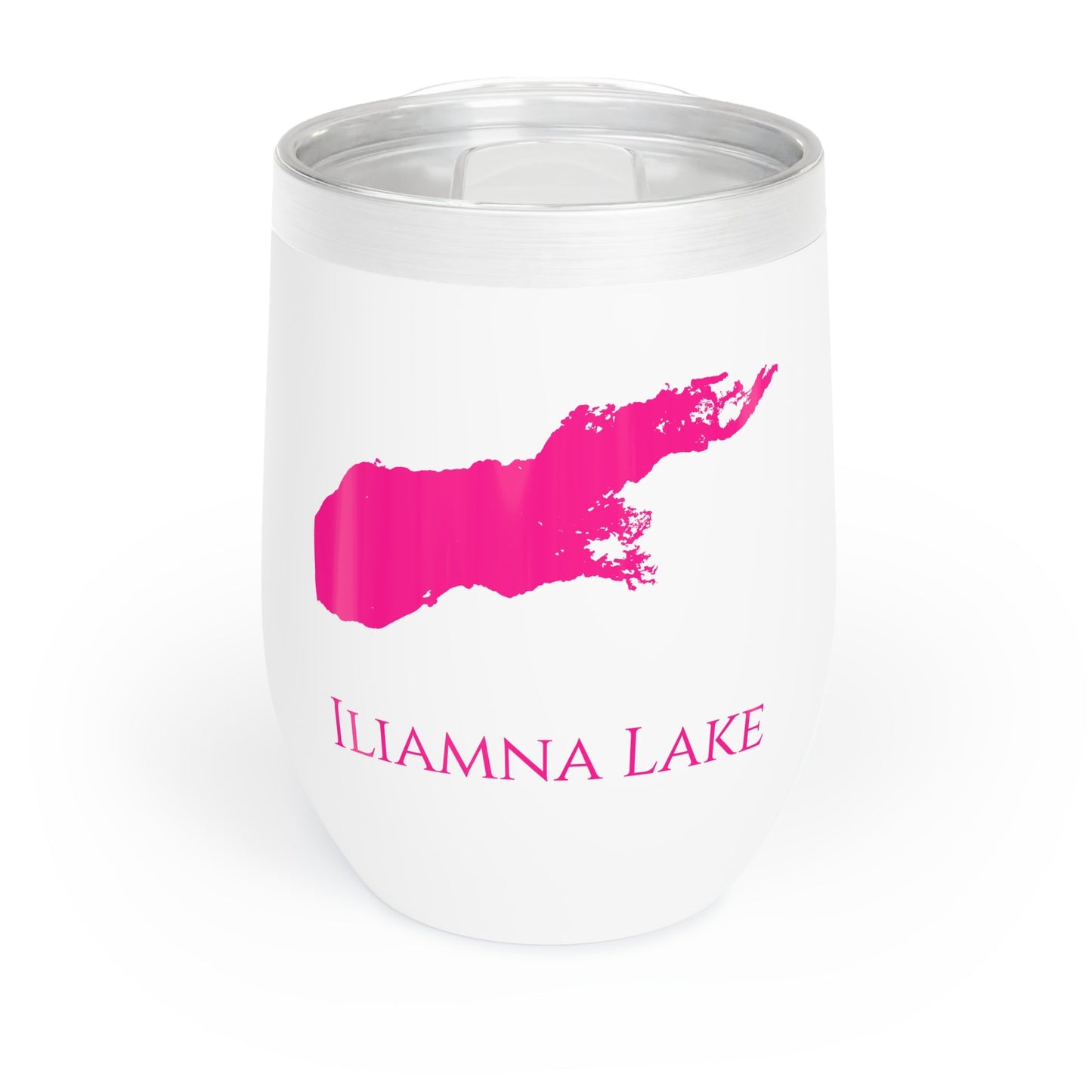 Iliamna Lake, AK Wine Tumbler-Black-Dark Pink