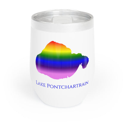 Lake Pontchartrain, MS Wine Tumbler-Black-Rainbow