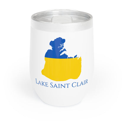 Lake Saint Clair, MI Wine Tumbler-Black-Ukraine Flag Colors