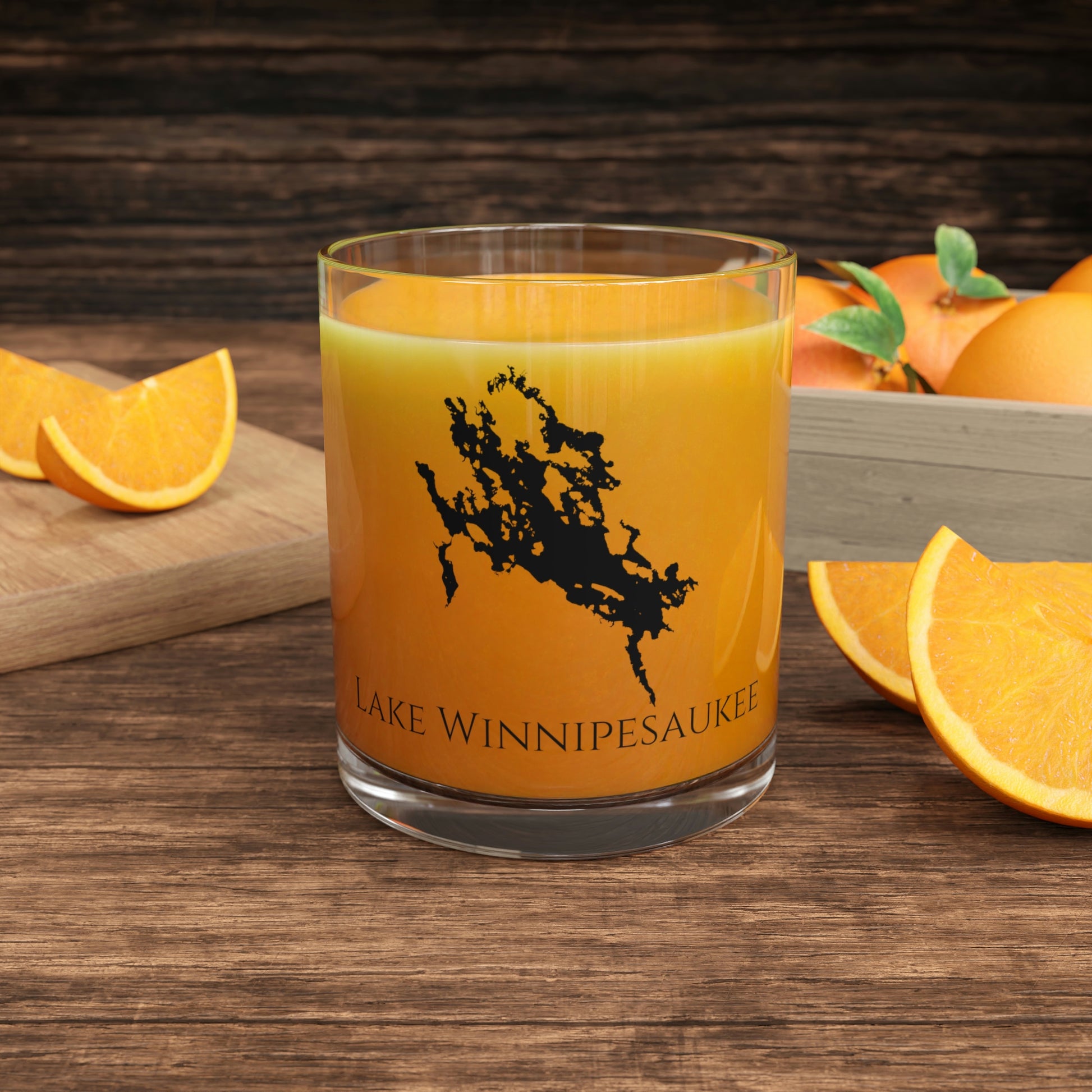 Lake Winnipesaukee Bar Glass, New Hampshire lake gift - 10oz Orange Juice View