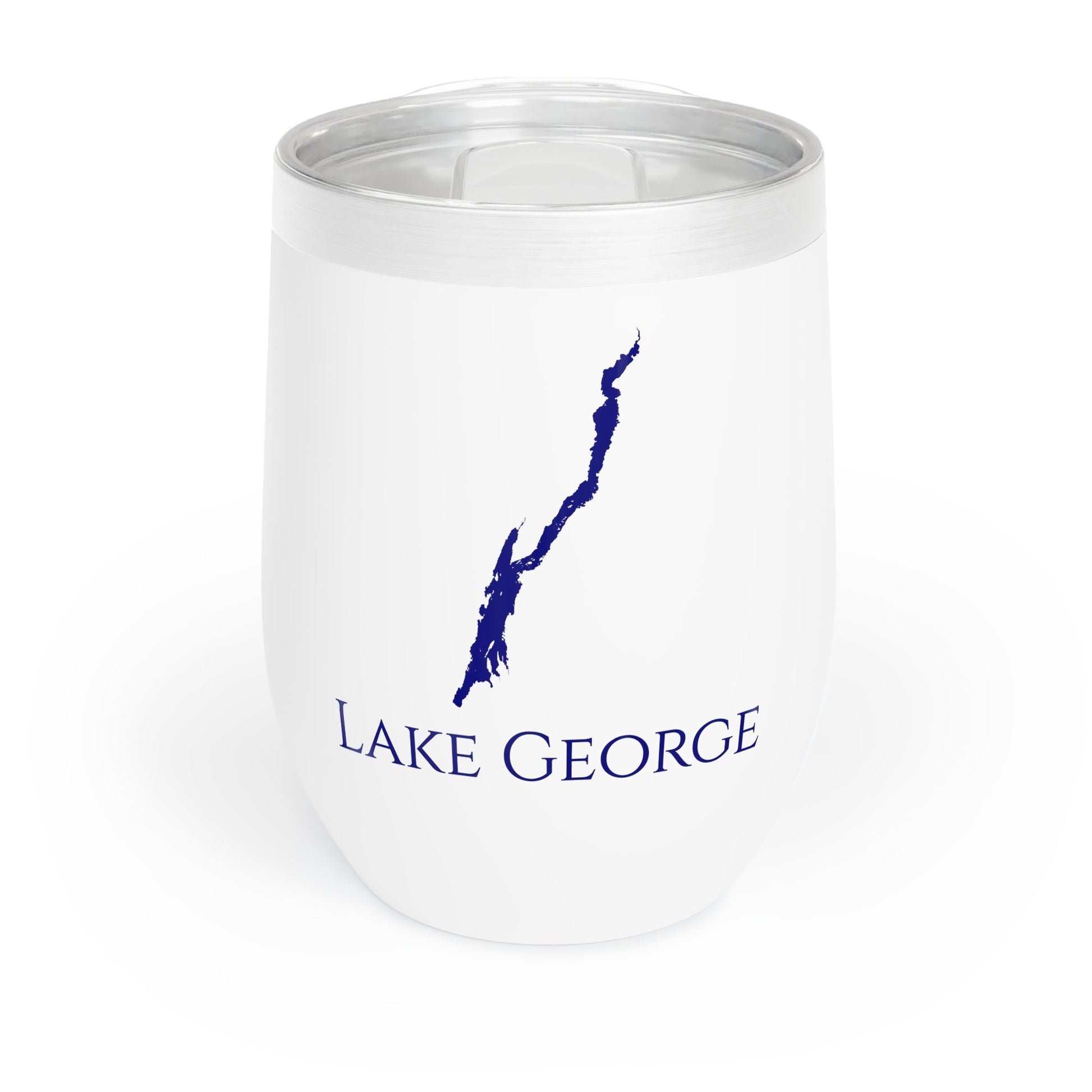 Lake George, NY Wine Tumbler-Black-Navy