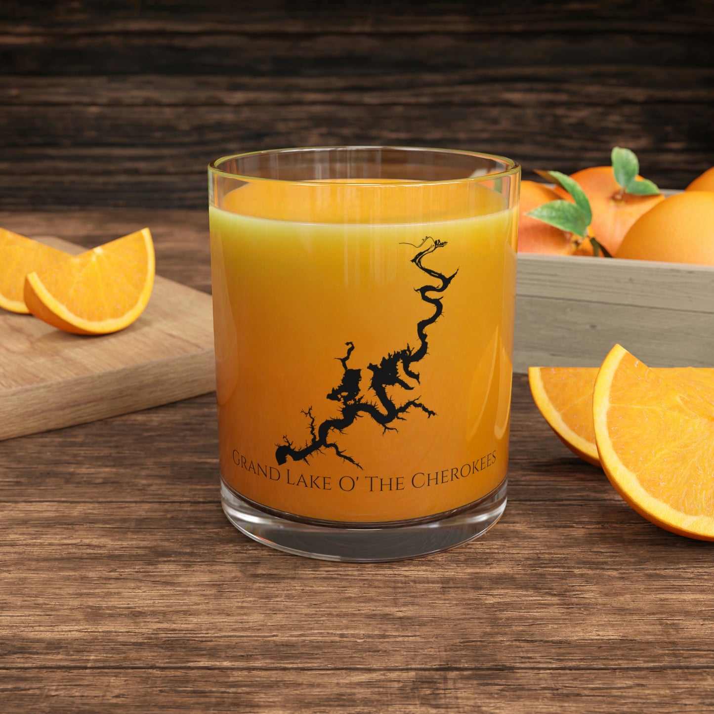 Grand Lake O' The Cherokees Bar Glass, Oklahoma lake gift - 10oz Orange Juice View