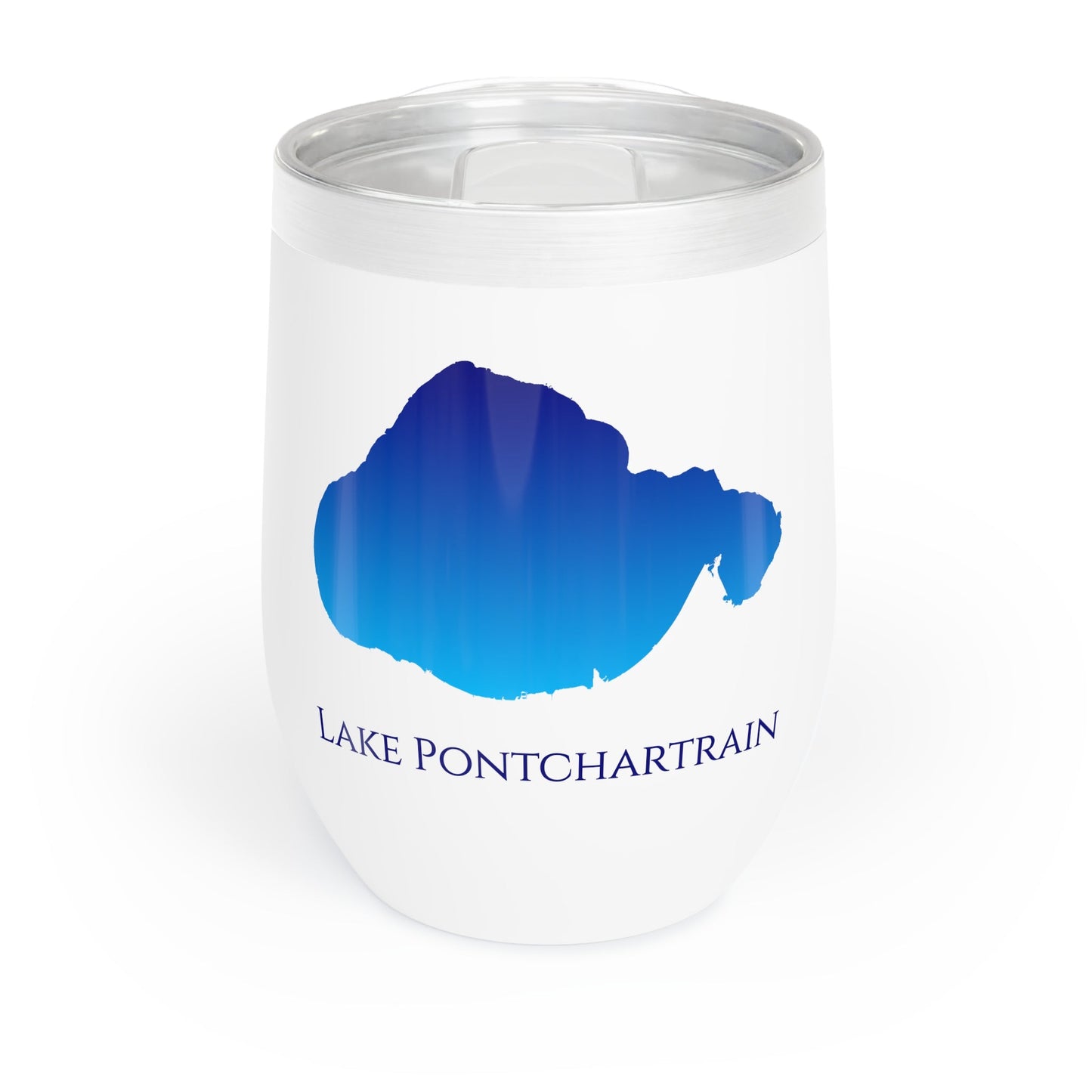 Lake Pontchartrain, MS Wine Tumbler-Black-Blue Gradient