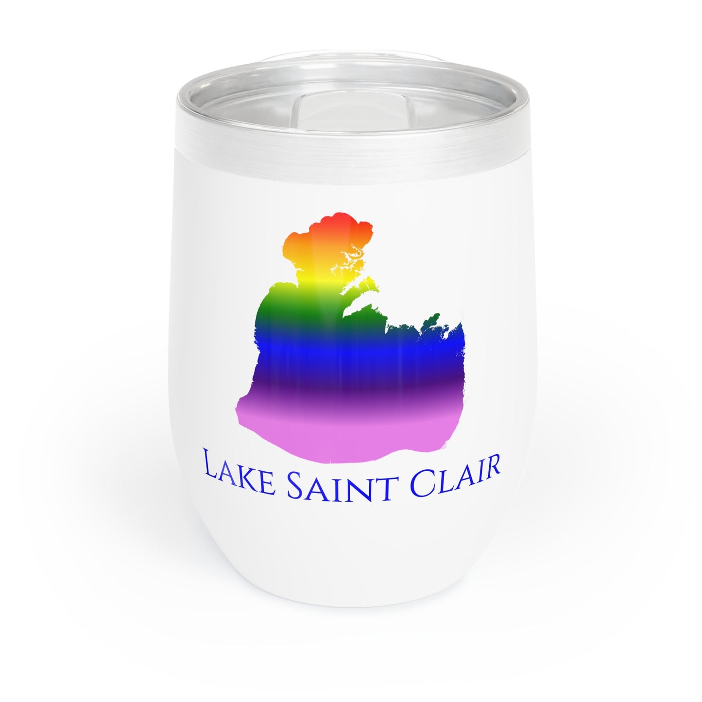 Lake Saint Clair, MI Wine Tumbler-Black-Rainbow