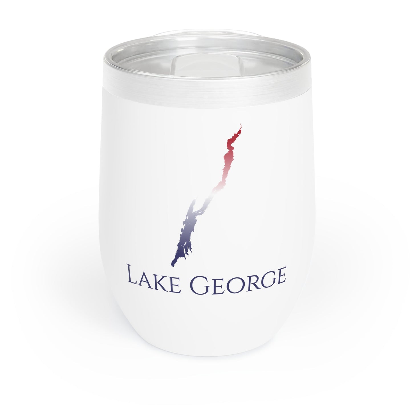 Lake George, NY Wine Tumbler-Black-Red White and Blue