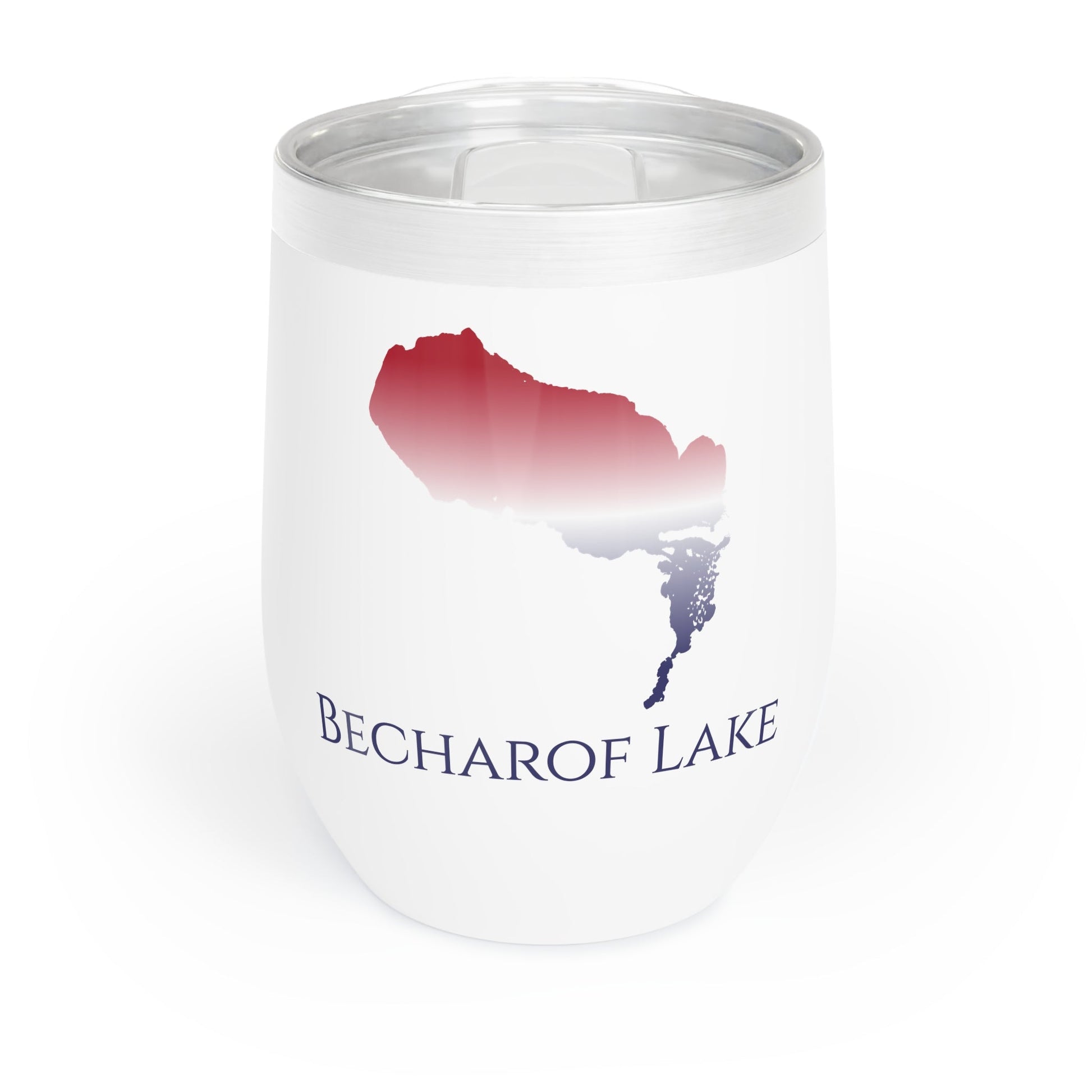 Becharof Lake, AK Wine Tumbler-Black-Red White and Blue