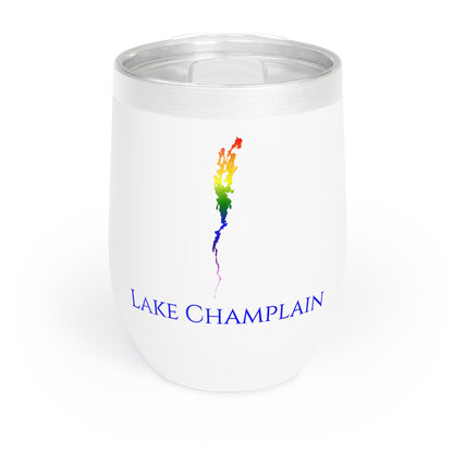 Lake Champlain, VT Wine Tumbler-Black-Rainbow