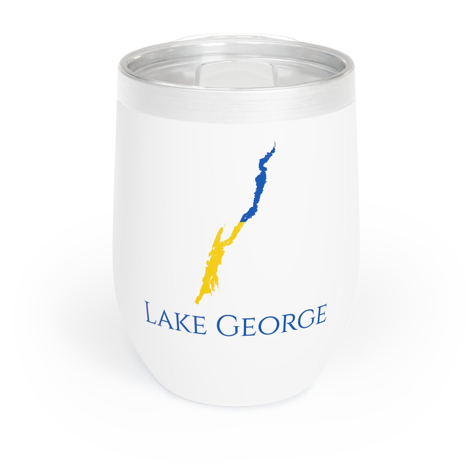 Lake George, NY Wine Tumbler-Black-Ukraine Flag Colors