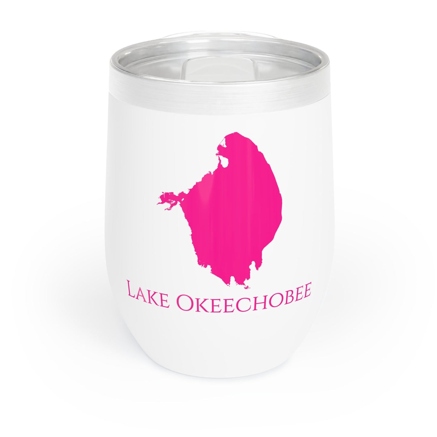 Lake Okeechobee, FL Wine Tumbler-Black-Dark Pink