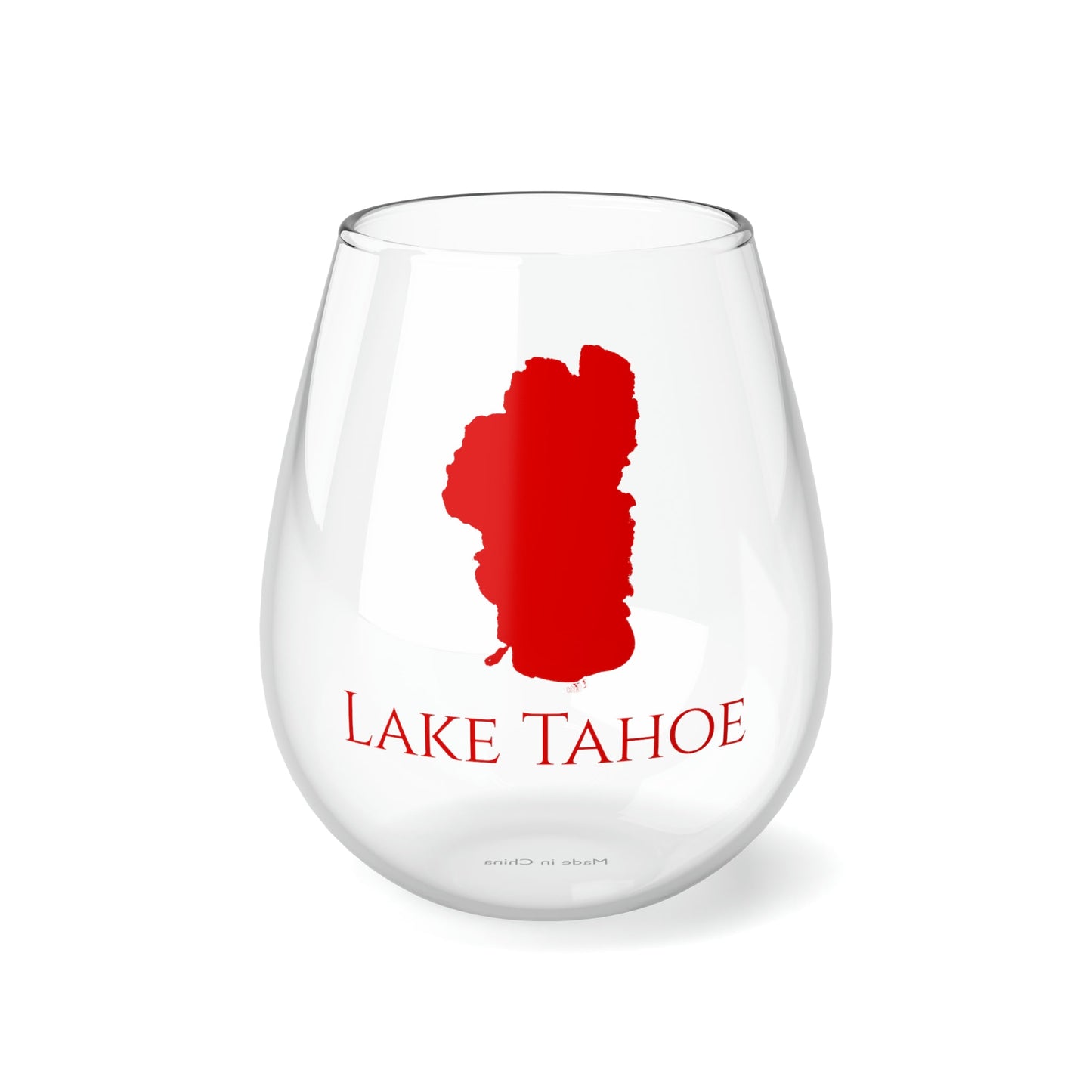 Lake Tahoe, NH Stemless Wine Glass-Red